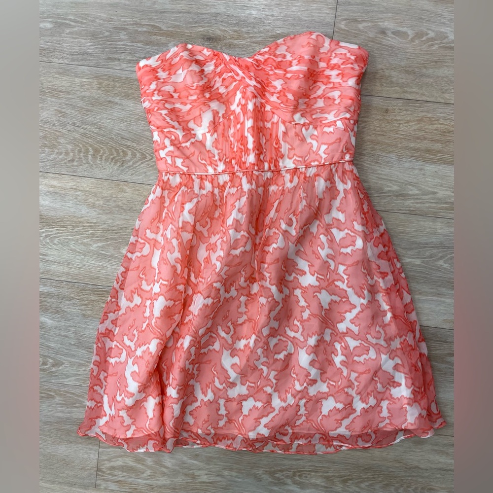Shoshanna Coral Pink Strapless Silk cocktail Dress Size 0